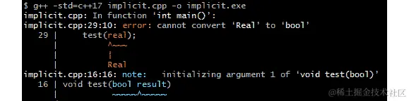 图 3.43：使用显式 bool 运算符的编译错误