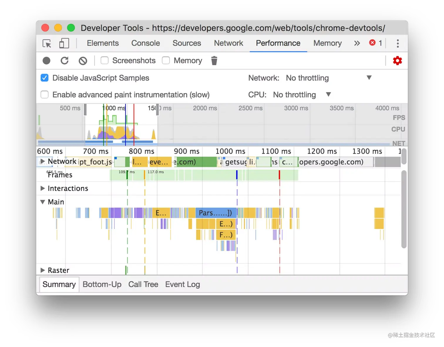 Chrome DevTools Performance 功能详解简介 本文介绍 Chrome DevTools Perf 掘金