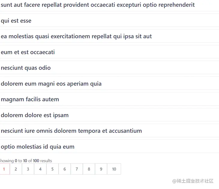 Numbered Pagination Component Page One