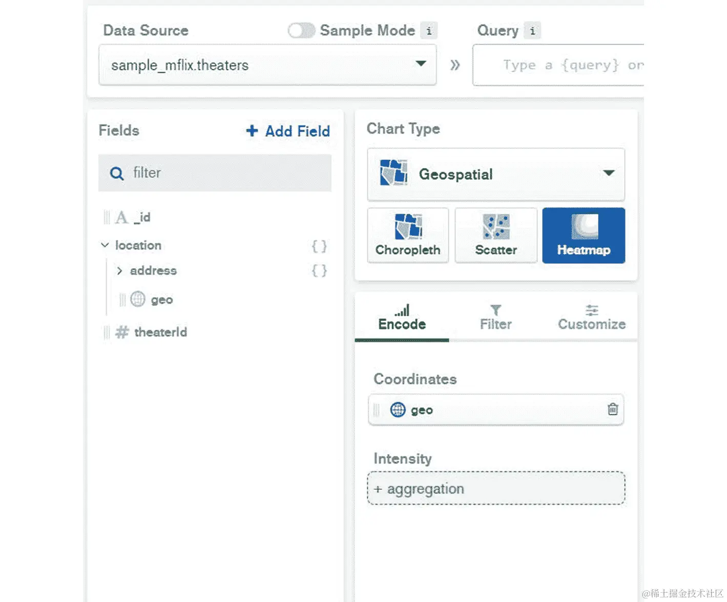 图 12.30：将 geo 字段拖放到坐标编码通道中