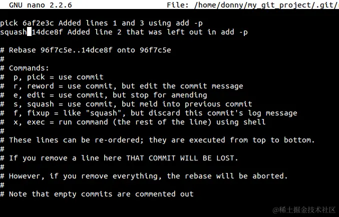 Git squash interactive