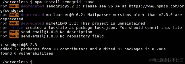 图 8.83：添加 sendgrid 依赖包