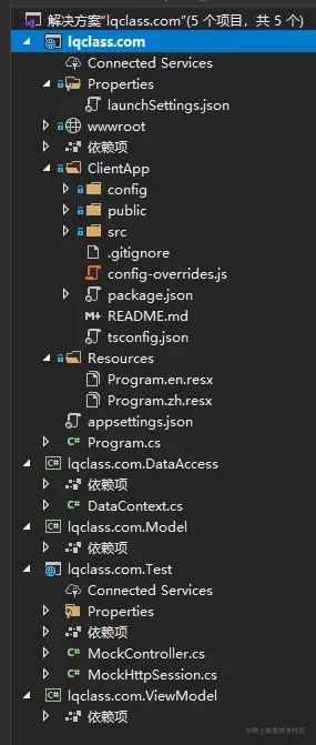 初始项目解决方案结构