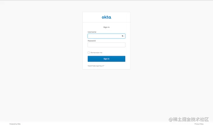 Okta's Login Page For Users