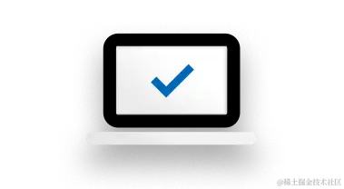 带有复选标记的电脑图标