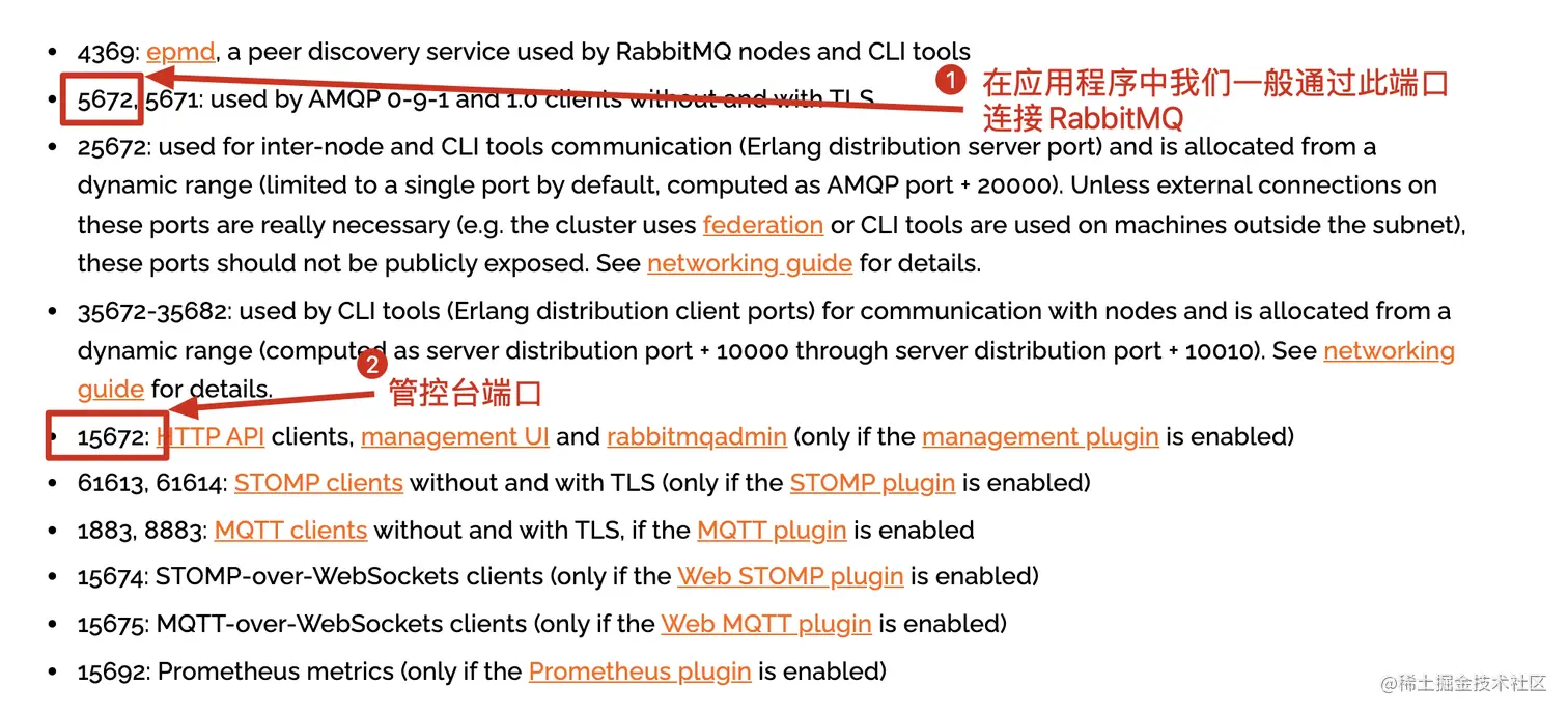 RabbitMQ涉及的端口