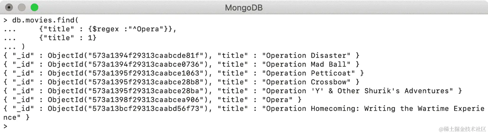 图 4.14：仅投影出前述查询的标题字段