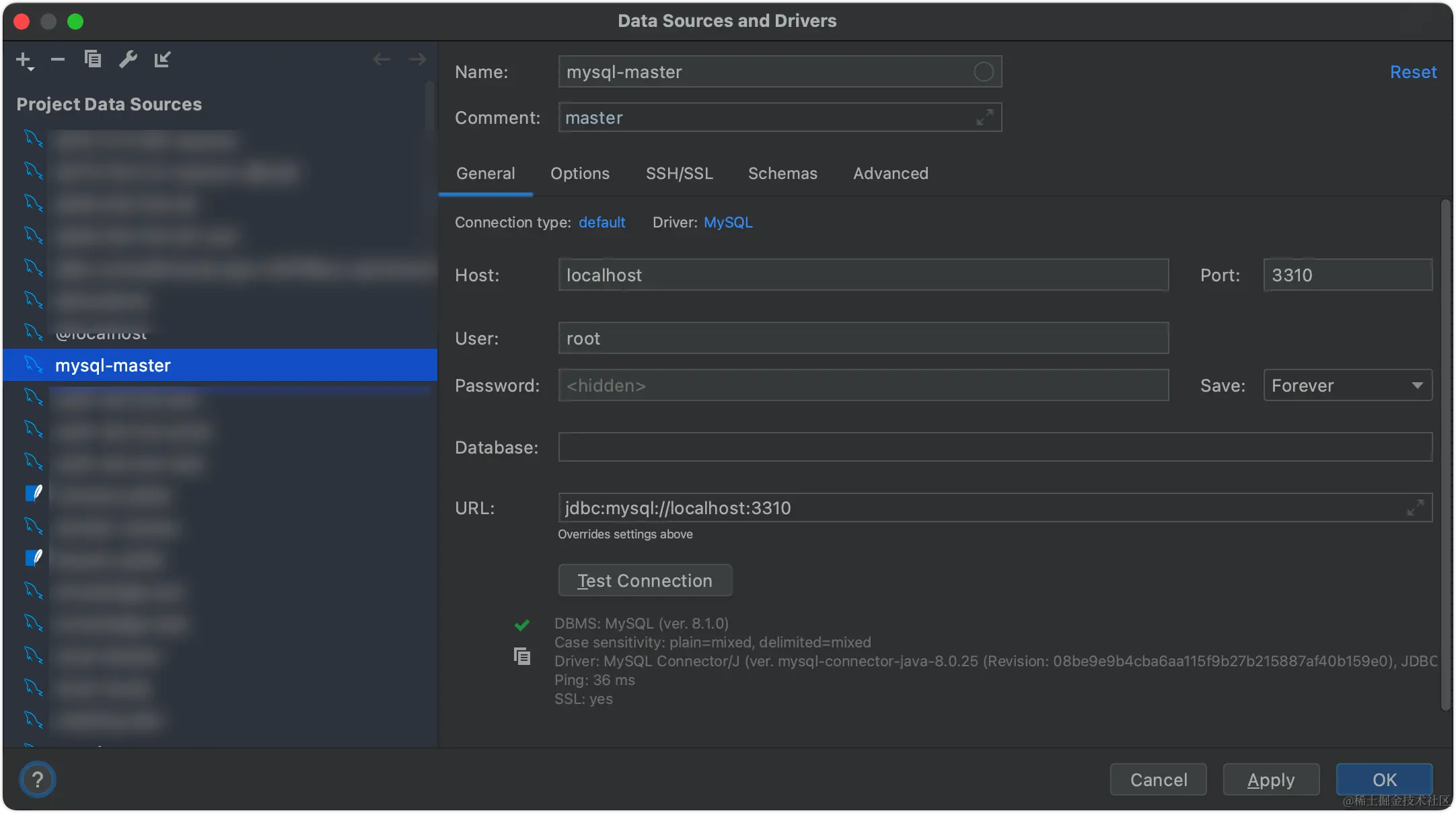 链接mysql主节点