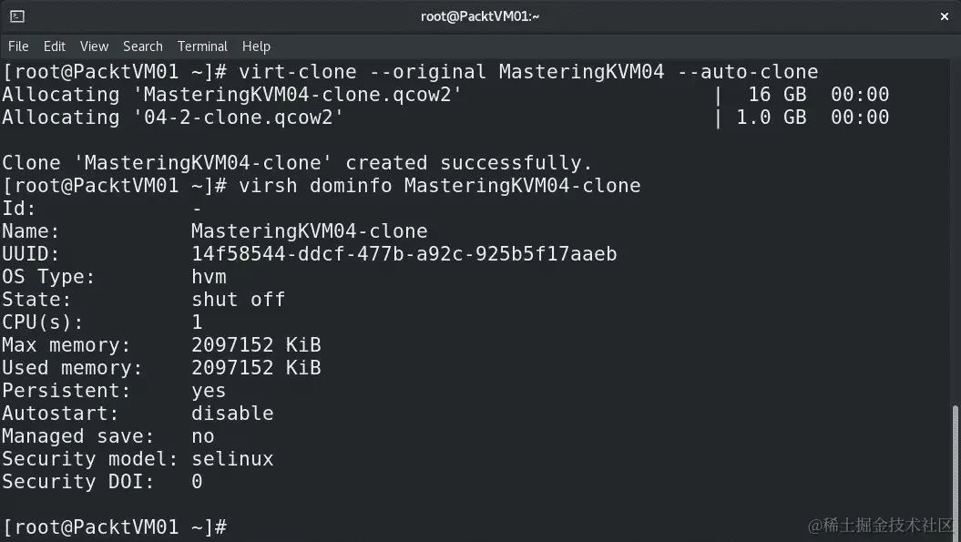 图 7.10 – 使用 virt-clone 创建 VM 克隆