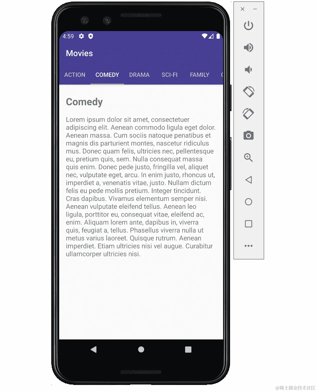 图 4.16：带有可滚动选项卡的选项卡布局
