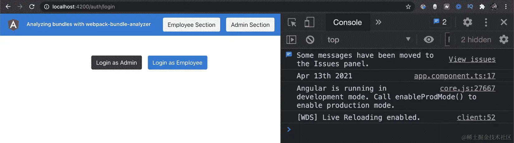 图 12.27 – 使用 webpack-bundle-analyzer 运行的应用程序位于 http://localhost:4200