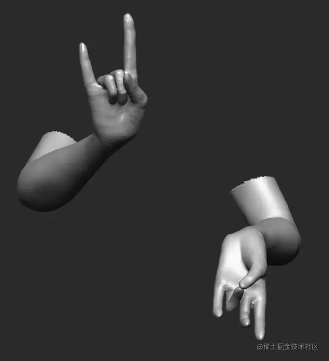 角色手部手势建模设置 - 瑞云渲染