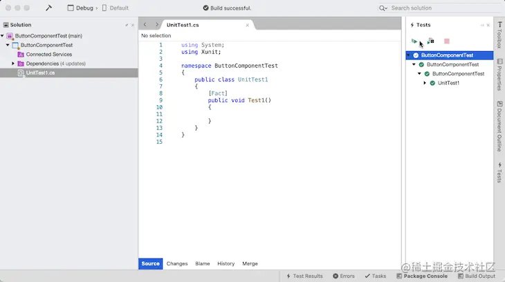 Gif of running a test in Blazor
