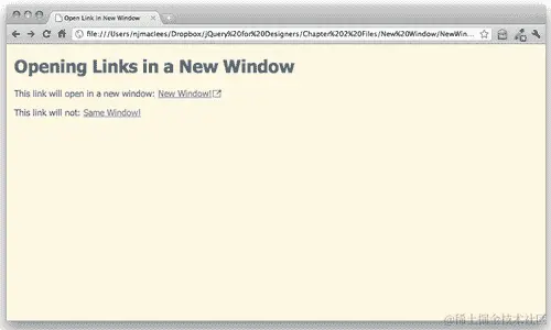 执行动作的时间——在新窗口中打开链接
