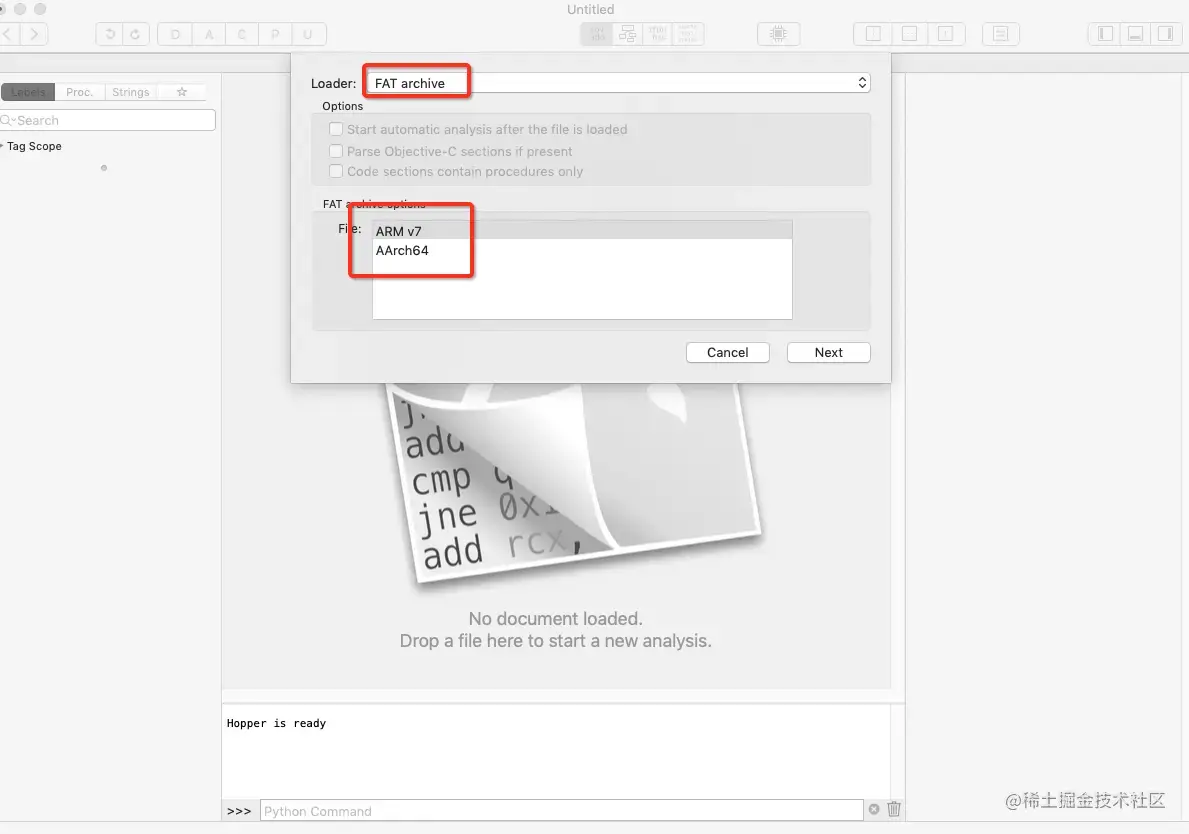 Mach-O拖到Hopper Disassembler
