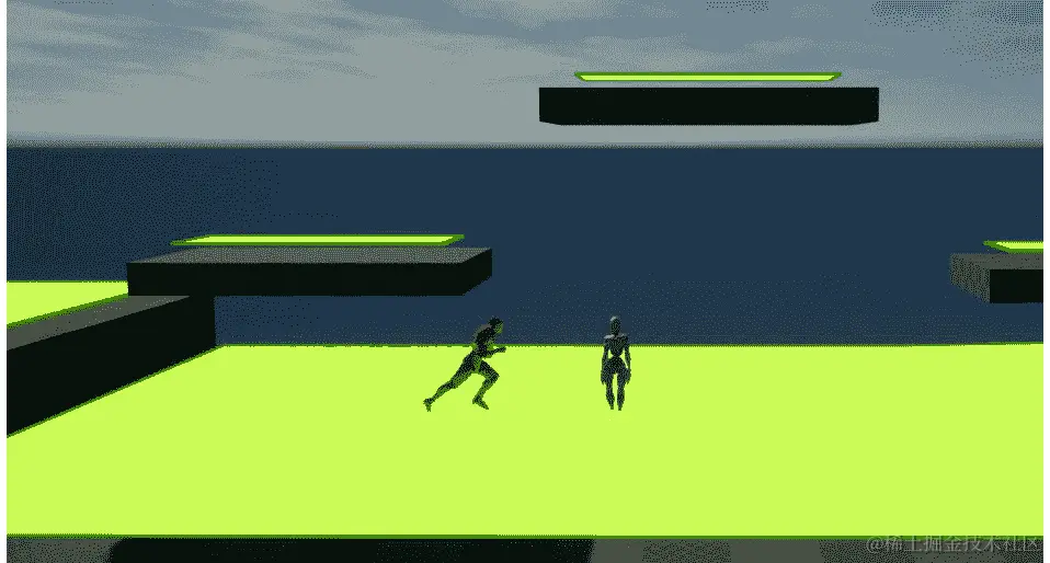 图 13.38：敌人 AI 现在在关卡中的巡逻点位置之间移动