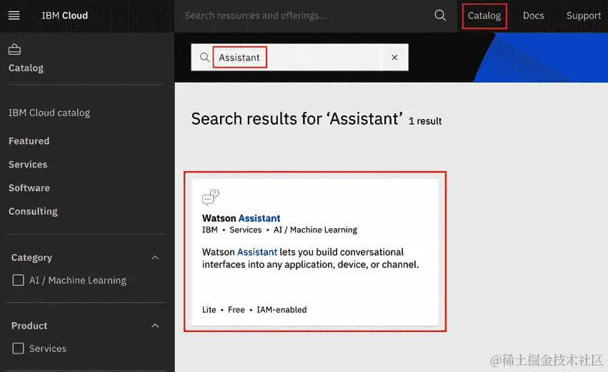 图 12.10 – 搜索 Watson 助手