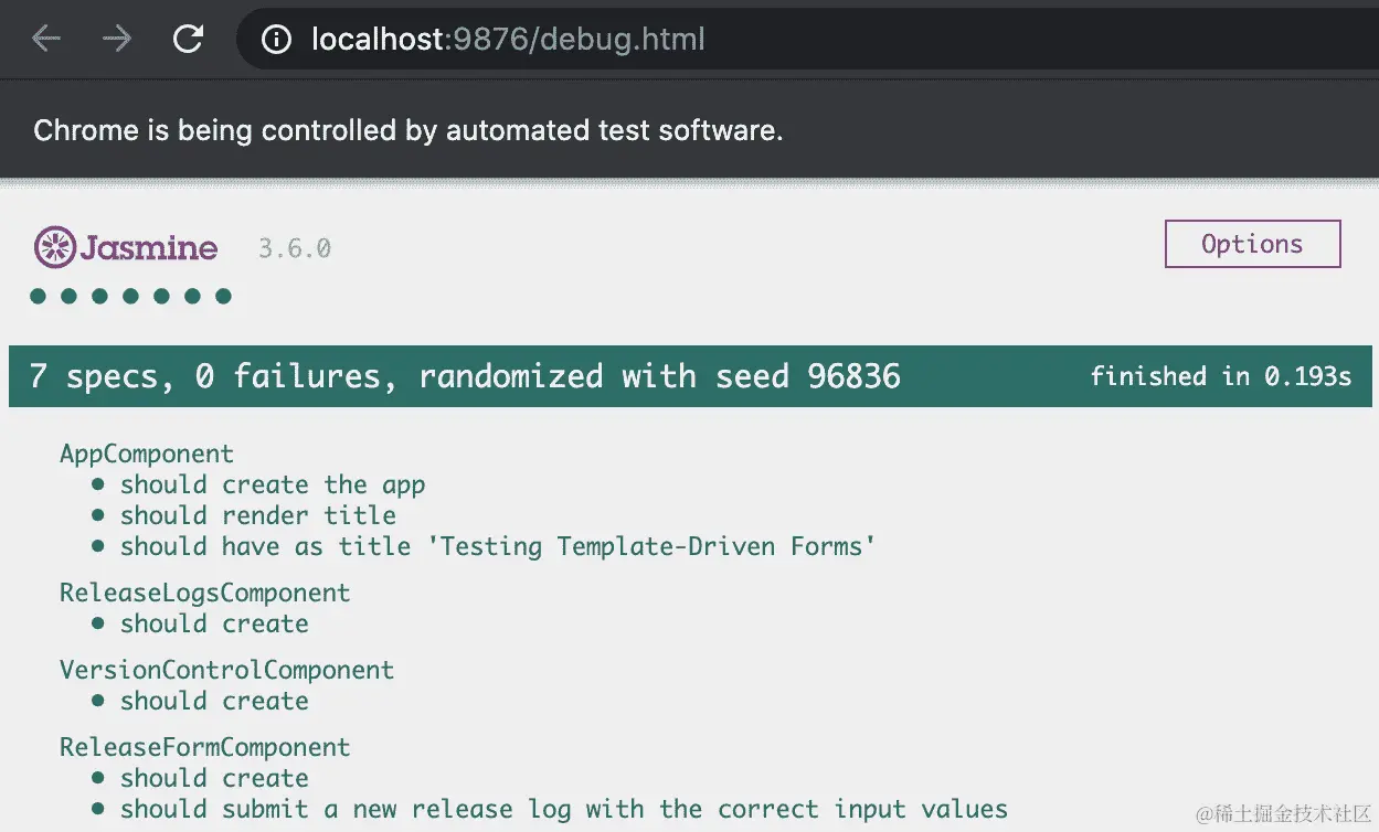 图 8.8 - 成功提交表单的新测试通过