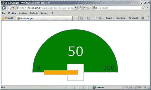 在 Internet Explorer 8 中实现仪表