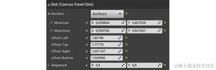 图 8.17：我们使用锚点勋章更改的属性，显示在详细窗口中