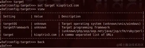 使用 w3af 控制台进行扫描