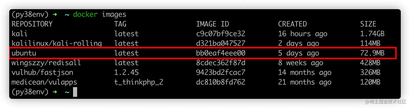 docker images