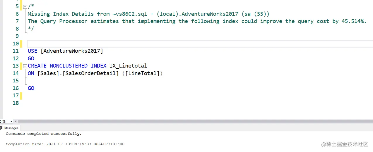 Create an index for performance