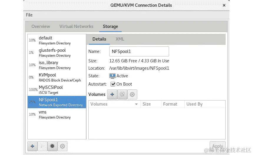 图 5.5–新配置的 NFS 存储池在列表中可见