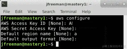图 1.4 - 使用 AWS CLI 实用程序配置 AWS 凭据