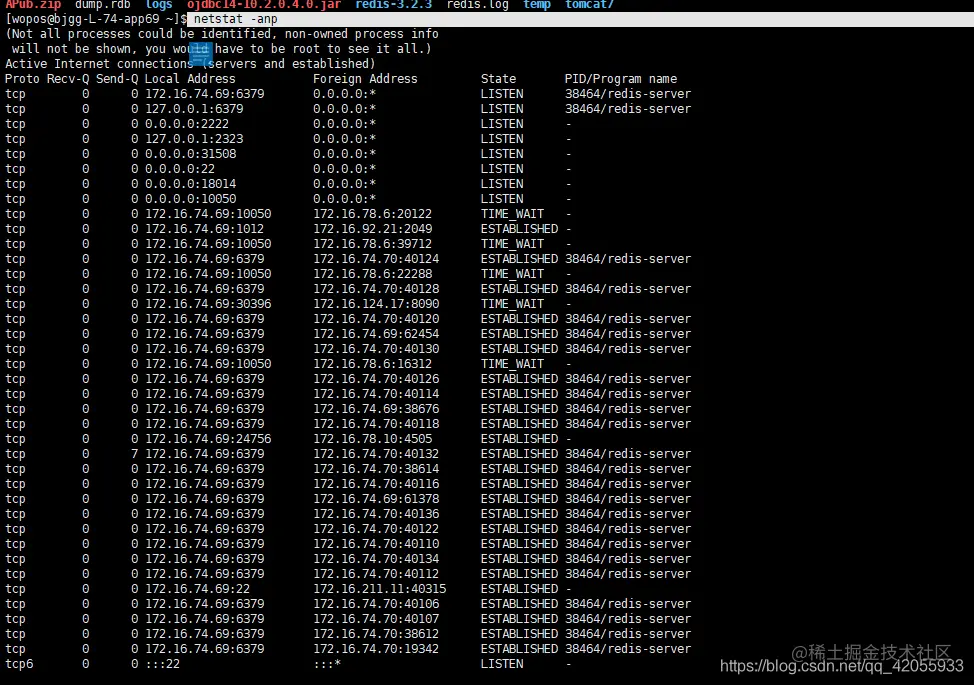 netstat anp grep anp grep 应用 linux网络状态，一般会用 掘金