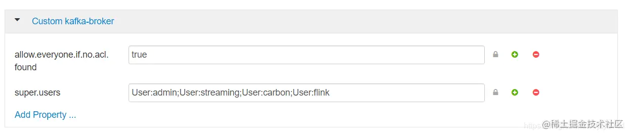 allow.everyone.if.no.acl.found=true;super.users=User:admin;User:streaming;User:carbon;User:flink