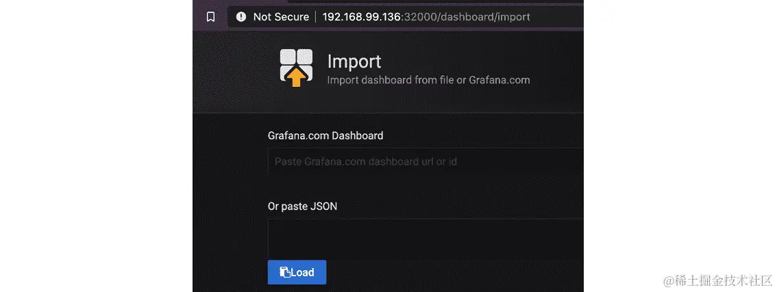 图 10.8 – 在 Grafana 中导入仪表板