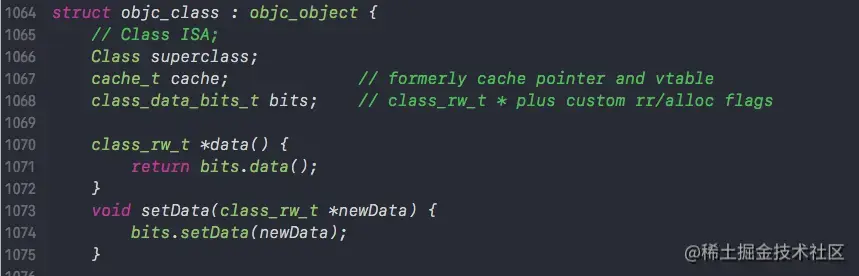 部分objc_class代码内容
