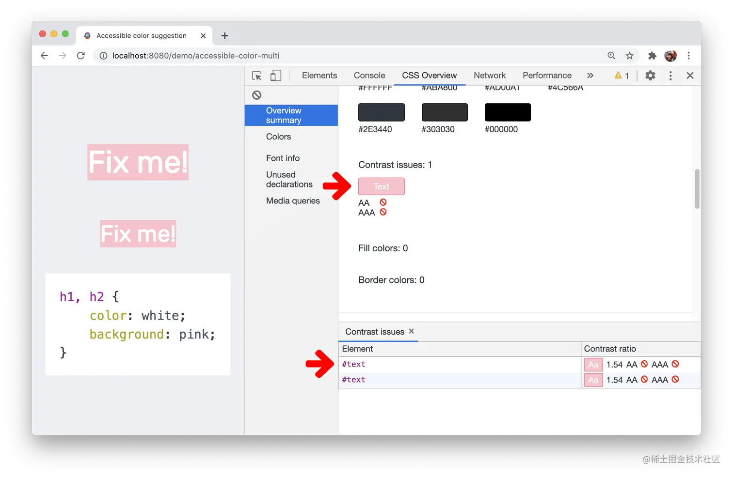Low color contrast issues