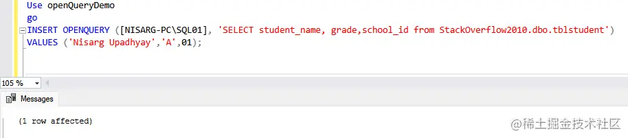 Insert record in tblStudent table