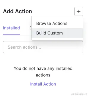 Add Custom Action menu