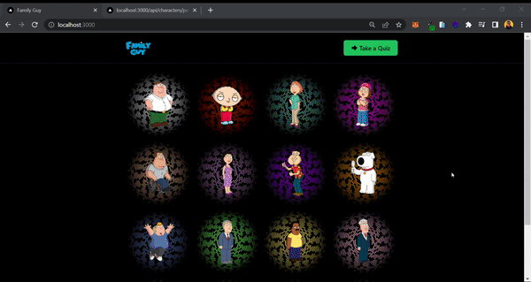具有动态路线的 Family Guy 应用程序