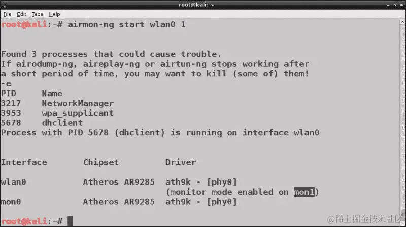 配置无线适配器为监视模式