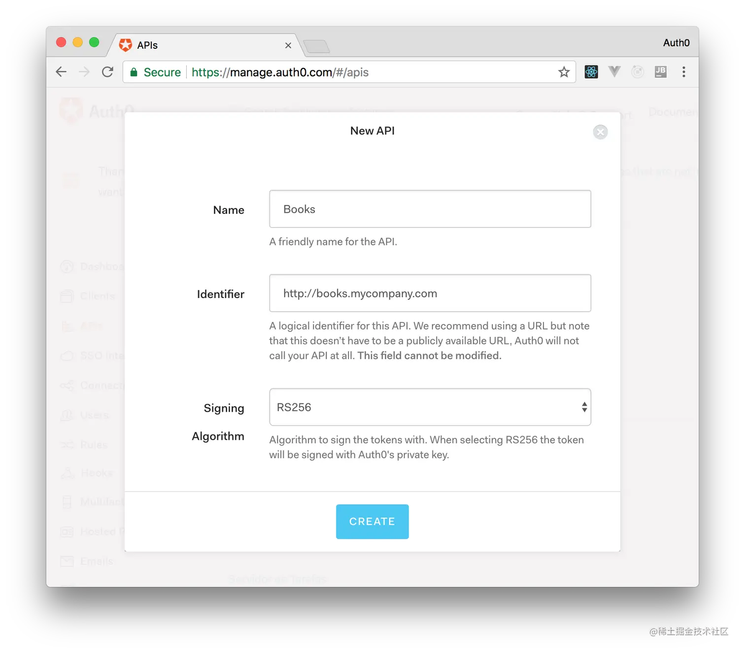 Creating API on Auth0