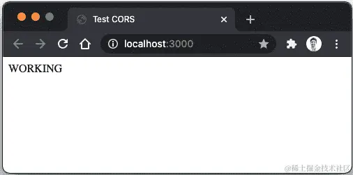 Figure 7.1 – 测试 CORS API 是否正常工作    