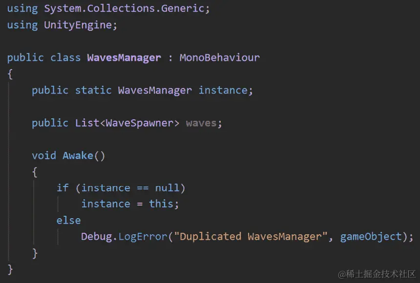 图 16.11 - 完整的 WavesManager 脚本