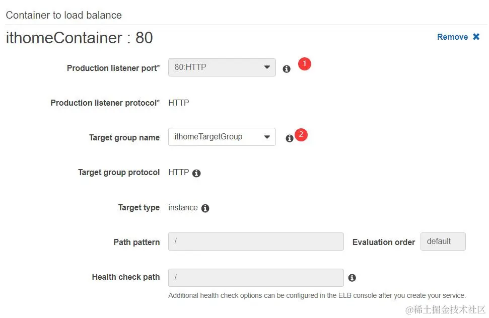 将 Container 指定给负载均衡器
