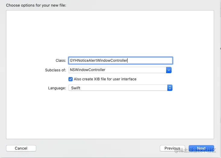 勾选'Also create XIB file for user interface'