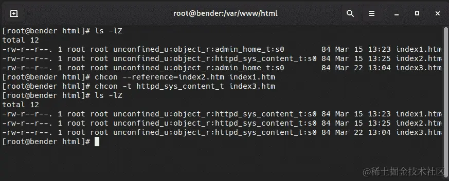 图 10.8 – 演示 chcon 用法
