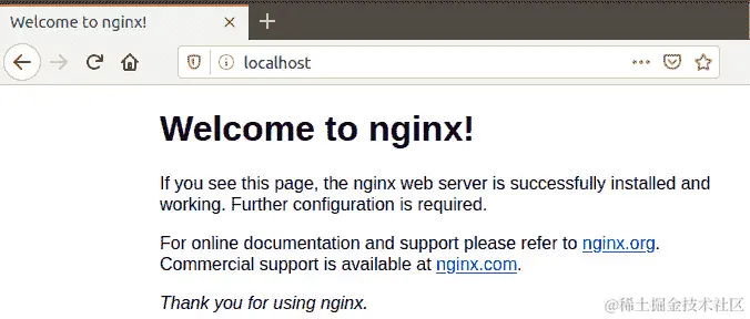 图 6.20：访问运行在主机网络模式下的容器的 NGINX 默认网页在主机网络模式下运行