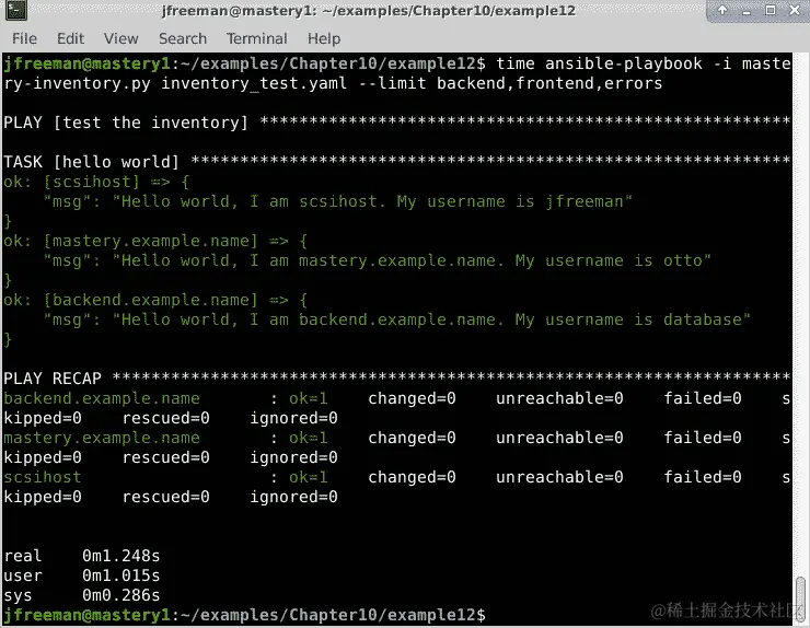 图 10.14-运行我们优化的动态清单脚本