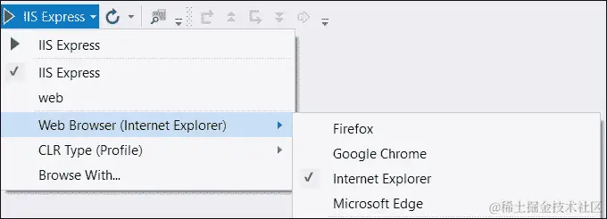 使用 Internet Explorer 在 Visual Studio 中进行调试