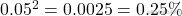 0.05^2 = 0.0025 = 0.25\%