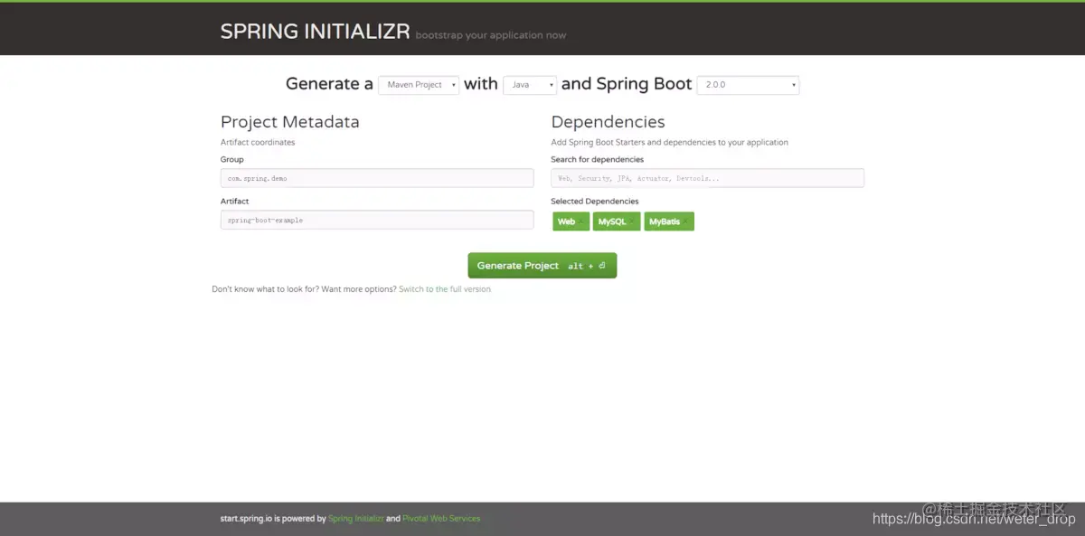 直接下载SpringBoot快速启动项目-项目配置