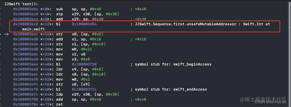 Sequence.first.unsafeMutableAddressor